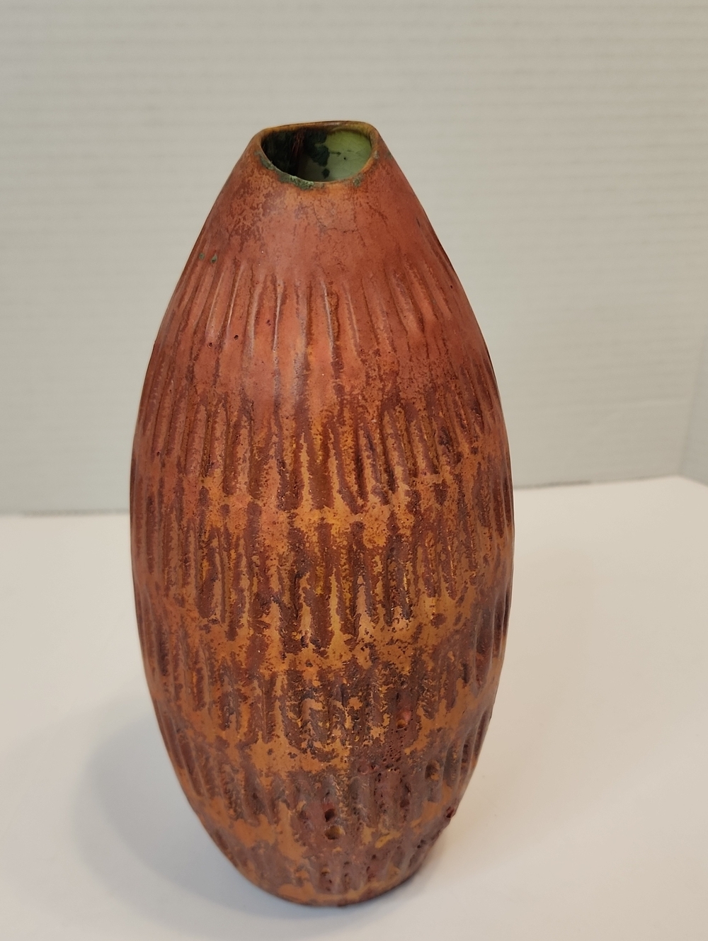 Rust Orange Textured Ceramic Vase Pottery Terra Cotta